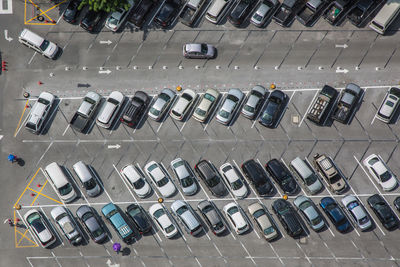 High angle view of cars on street