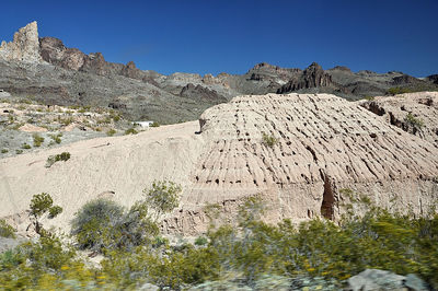 Scenic view of mountains against clear sky