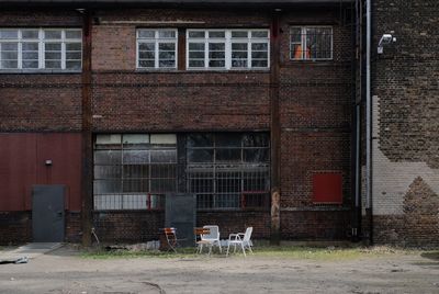 Closed door of building