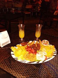 Close-up of food served on table in restaurant