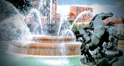 View of fountain in city