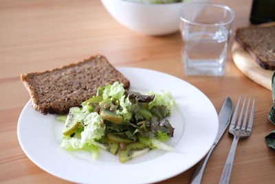 Close-up of food in plate on table