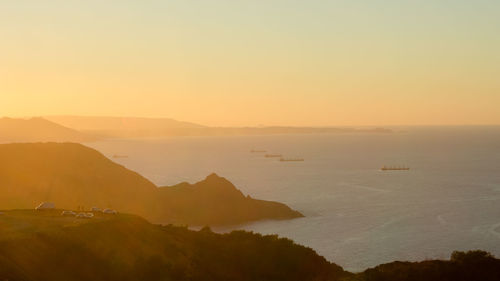Scenic view of mountains at sunset