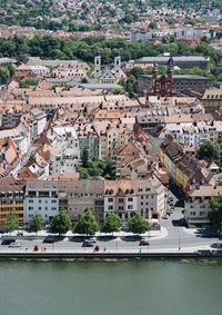 High angle view of townscape and buildings in town