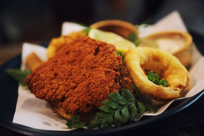 Close-up of meal served in plate