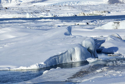Glacier lagoon jokulsarlon, iceland in wintertime