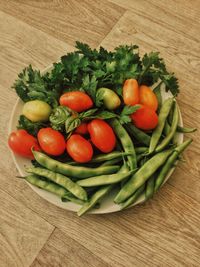 High angle view of fruit salad on table