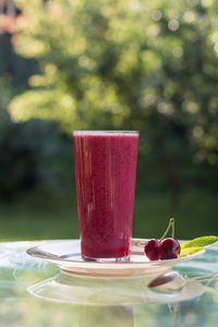 Freshly prepared cherry smoothie to strengthen immunity