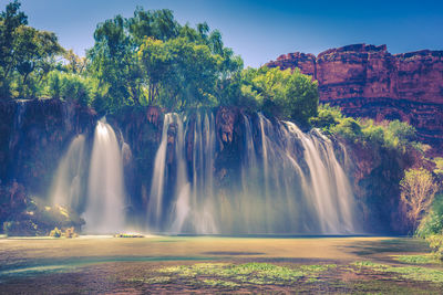 Scenic view of waterfall