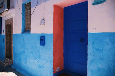 Closed door of building