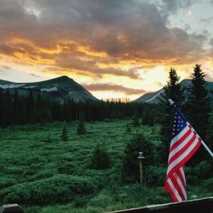 Scenic view of landscape against sky during sunset