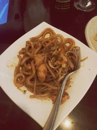 Close-up of meal served on table