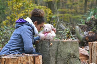 Portrait of cute baby outdoors