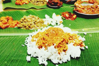 Close-up of food on table