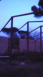 Low angle view of basketball hoop against clear sky