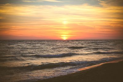 Scenic view of sea during sunset