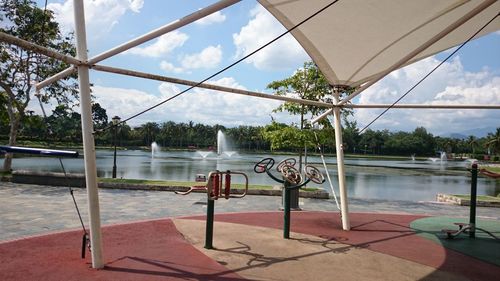 View of fountain in park