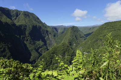 Scenic view of mountains against sky