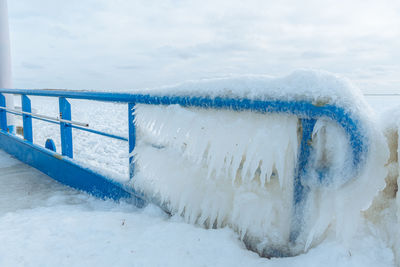Frozen sea against sky
