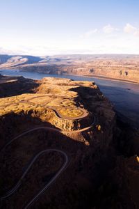 High angle view of road against sky