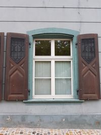 Closed door of building