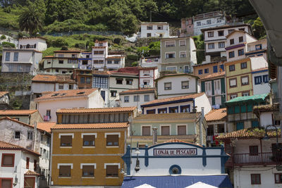 High angle view of buildings in city