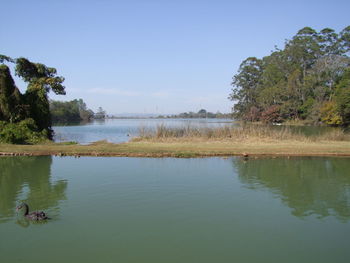 Scenic view of lake against sky