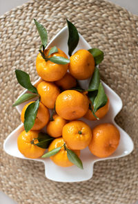 High angle view of fruits on table