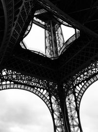 Low angle view of eiffel tower against sky