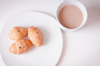 High angle view of breakfast on table