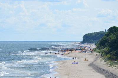 Scenic view of beach against sky