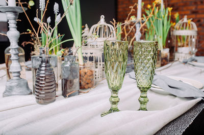 Close-up of glass table