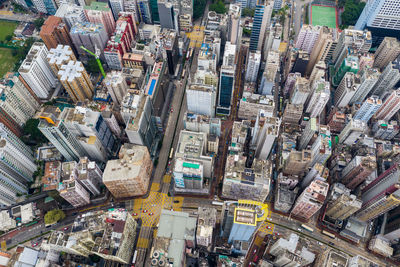 High angle view of buildings in city