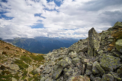 Panoramic view of rocky mountains against sky