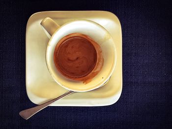 Directly above shot of coffee cup on table