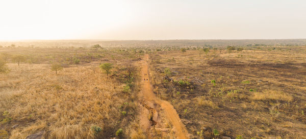 Scenic view of land against clear sky