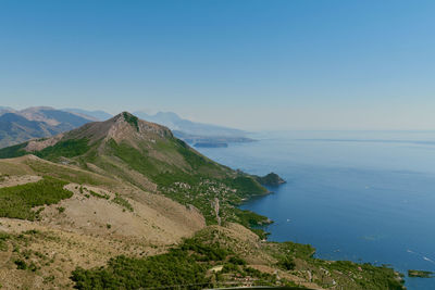 Beautiful mind-bending view of the sea and mountain of maratea. coast of basilicata in south italy