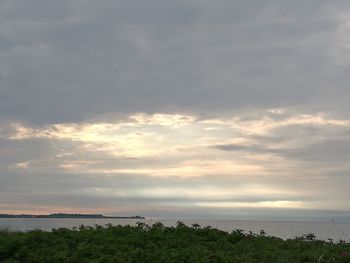 Scenic view of sea against cloudy sky