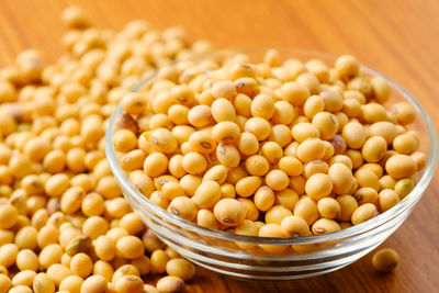 High angle view of eggs in container on table