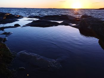 Scenic view of sea against sky at sunset