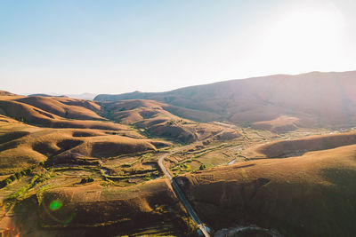 Scenic view of mountains against clear sky