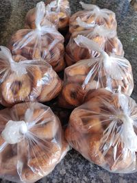 High angle view of pumpkins for sale in market