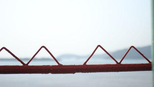 Close-up of fence against clear sky