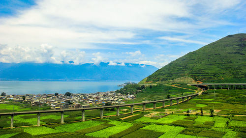 Scenic view of field against sky