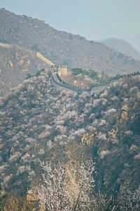 High angle view of landscape the lakeside great wall of ming dynasty 