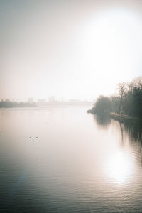 Scenic view of lake against clear sky