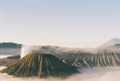 Scenic view of mountains against clear sky