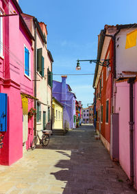 Colorful houses in burano island. famous travel destination, venice, italy