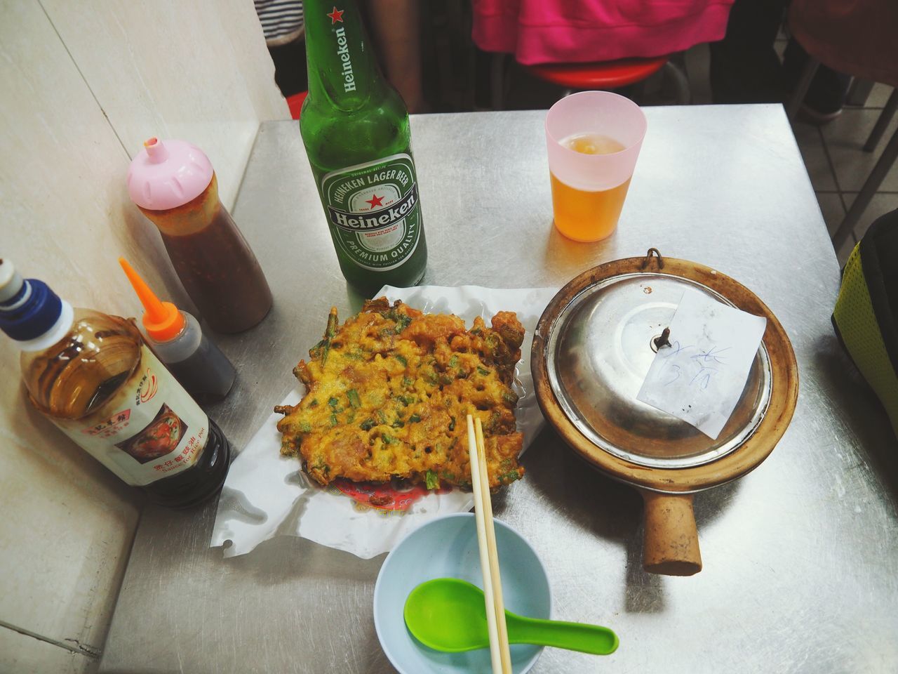 indoors, table, food and drink, high angle view, freshness, variation, still life, plate, food, drink, fork, directly above, person, refreshment, choice, holding, coffee cup, spoon