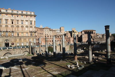 View of buildings against clear sky